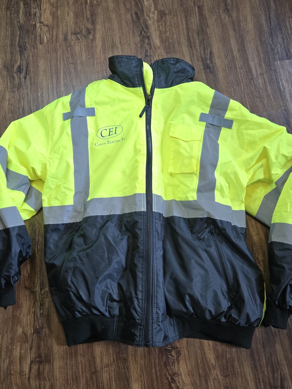 PIP High-Visibility Safety Work Jacket - Yellow/Black XL Removable Hood/lining